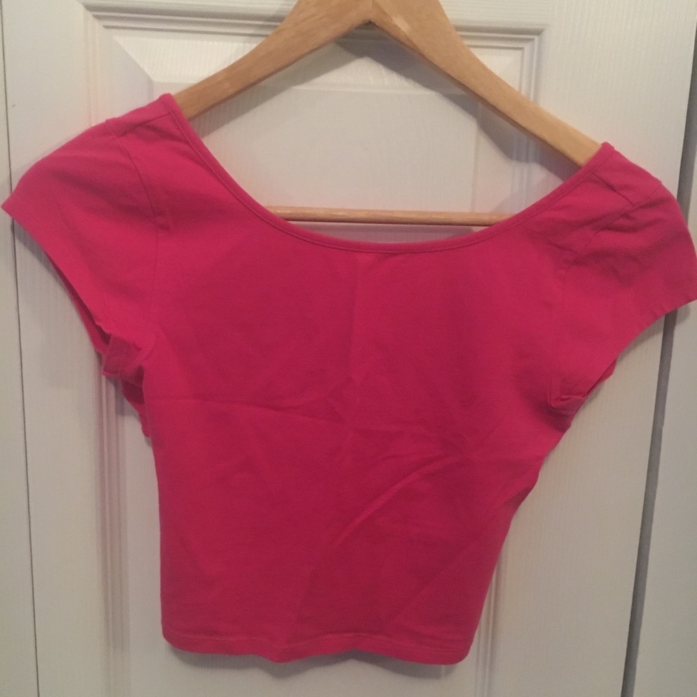 Pink Crop Top Wrap Back